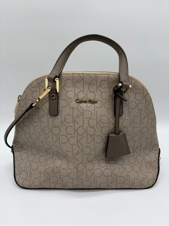 Calvin Klein Handbags - Calvin Klein Brown Monogram Dome Satchel with Gold Hardware
